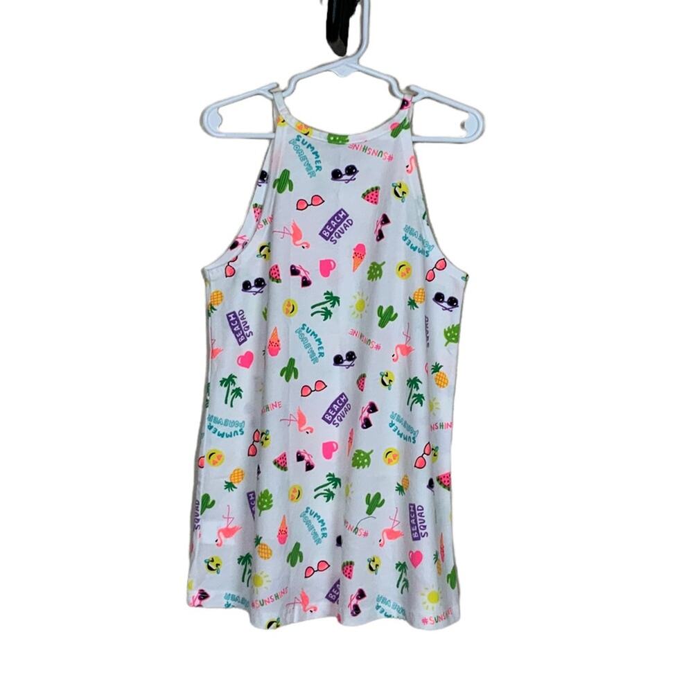Children's Place Summer Print Halter Tunic Tank White Multi Size M